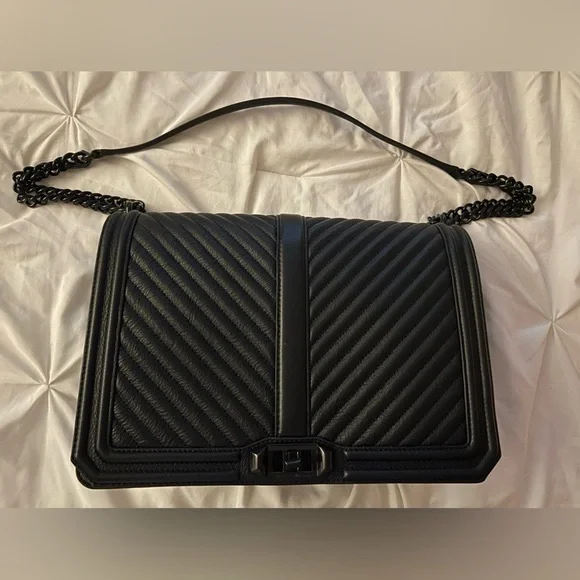 Rebecca Minkoff Chevron Quilted Jumbo Love Crossbody – Black “NWT - minor wear” - Picture 4 of 15